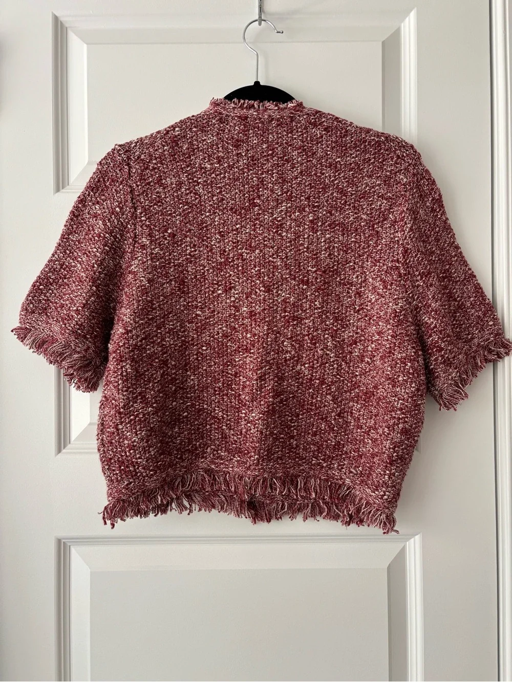 J.Crew Tweed Fringe Jacket Burgundy Jacket Size L
